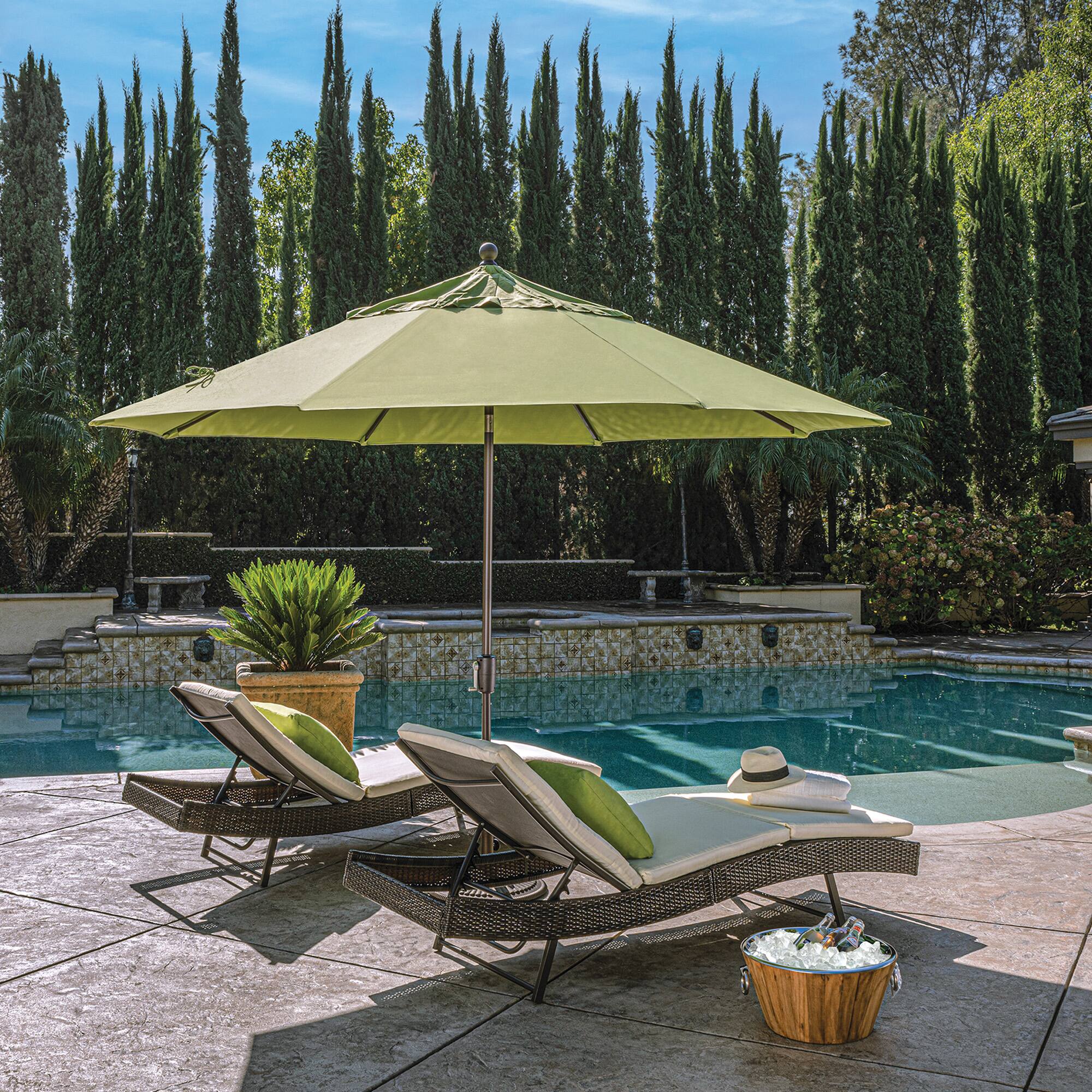 Angle. Mondawe - 11' Octagon Patio Umbrella Push Button Tilt Black Frame - Spa.