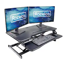 Rocelco - 37.4" Electric Standing Desk Converter with AC USB ChargerDR2B) - Black