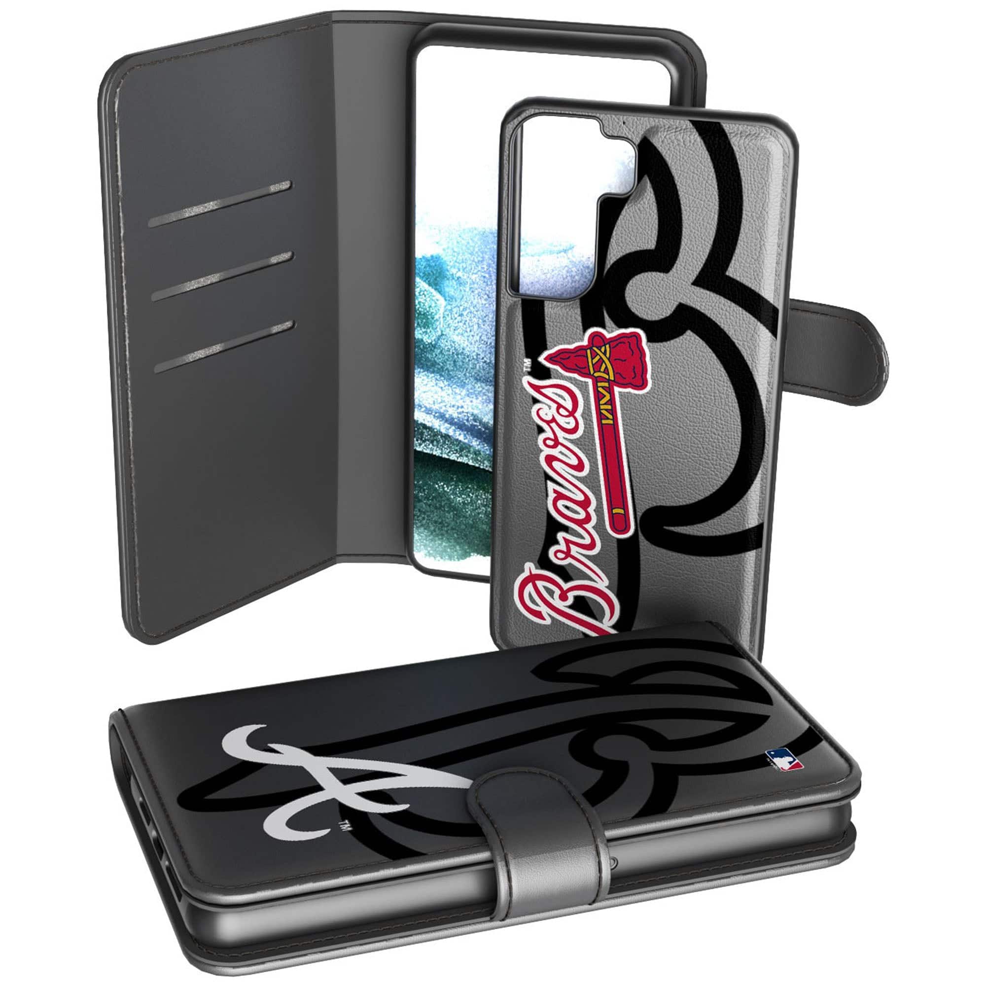 Keyscaper - MLB - Atlanta Braves Samsung Galaxy Mono Tilt Wallet Case - S10 Plus - Multicolor