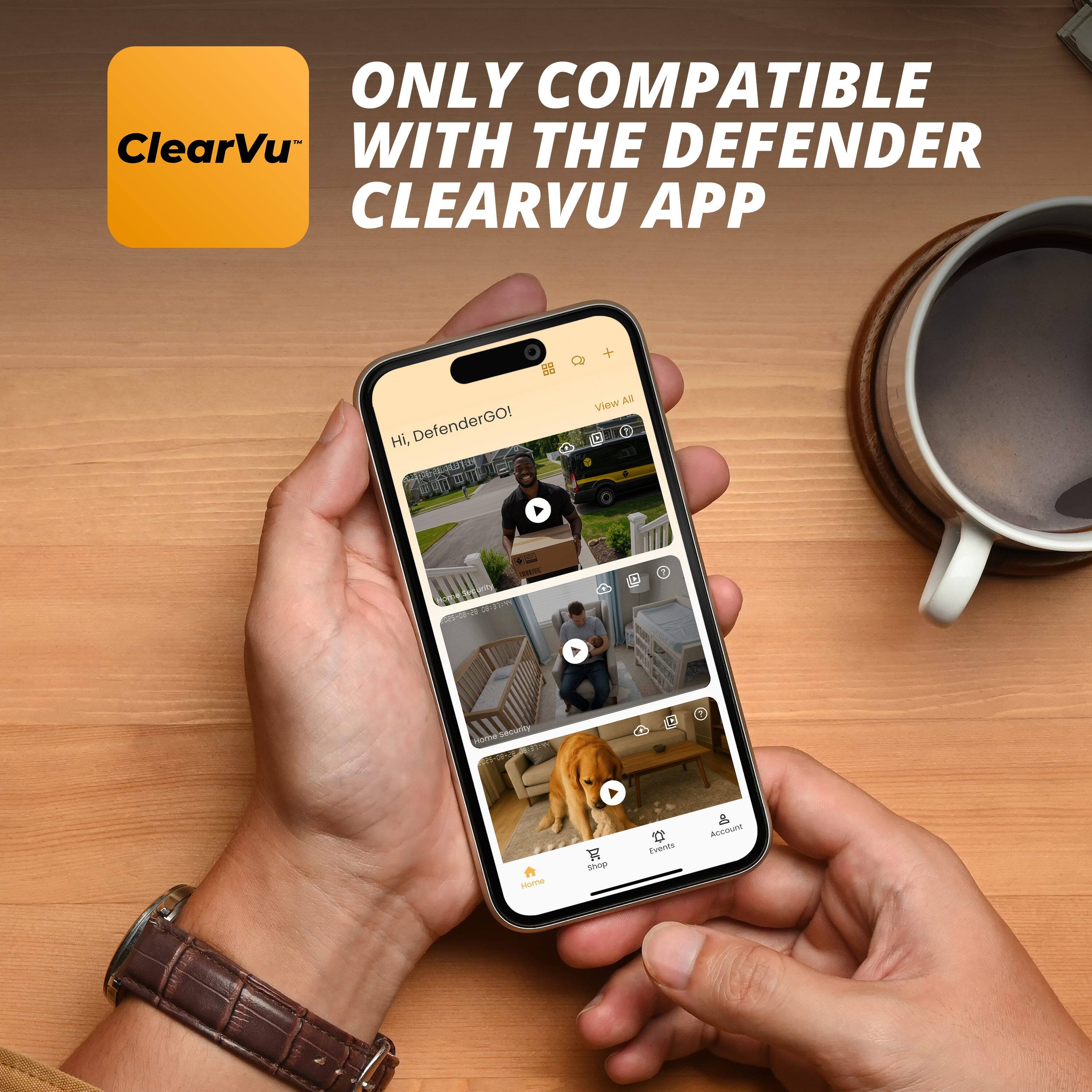 ONLY COMPATIBLE WITH THE DEFENDER CLEARVU APP

Hi, DefenderGO!