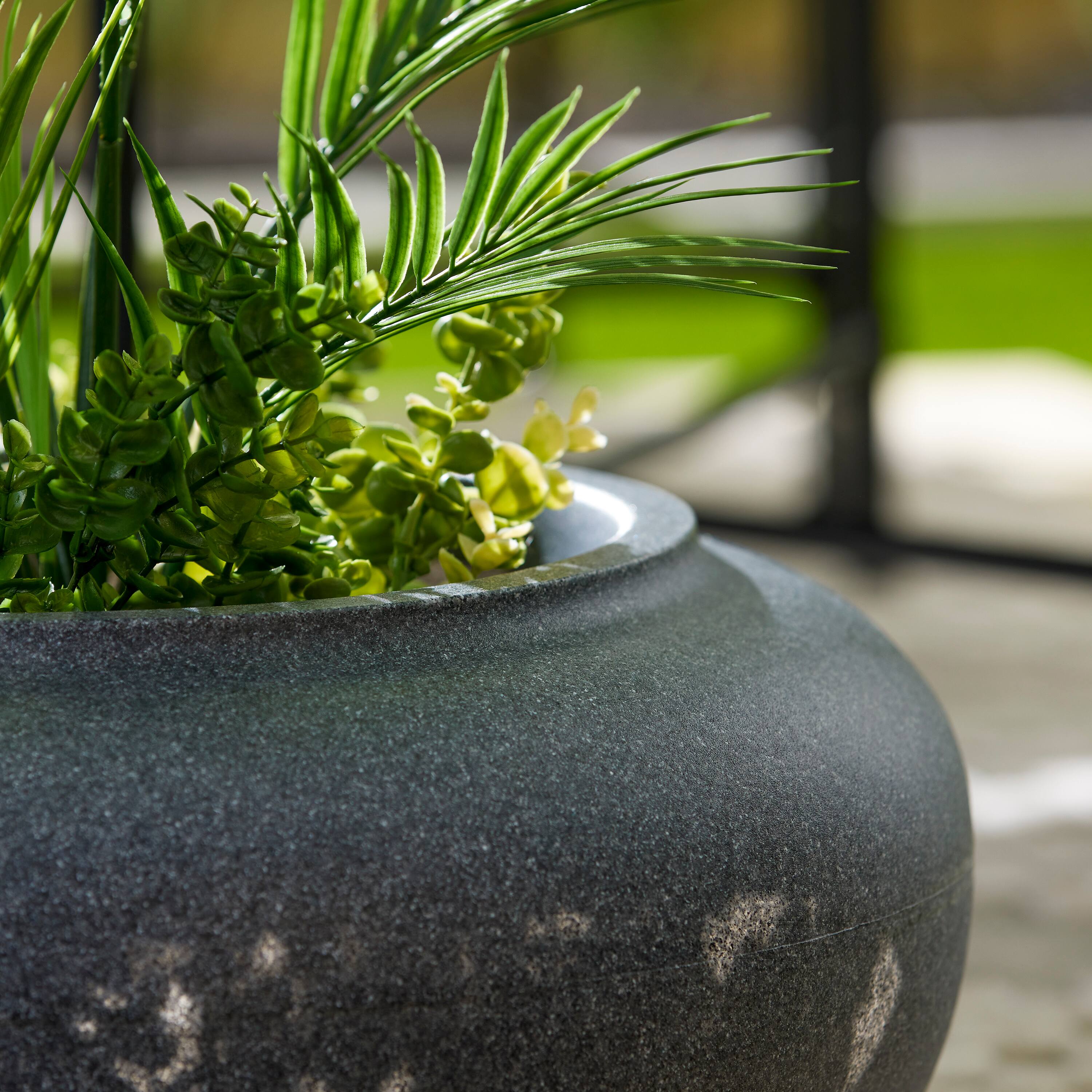 Alt View 8. The HC Companies - HC Companies 21" Decorative Plastic Outdoor Garden Hose Storage Pot, Granite.