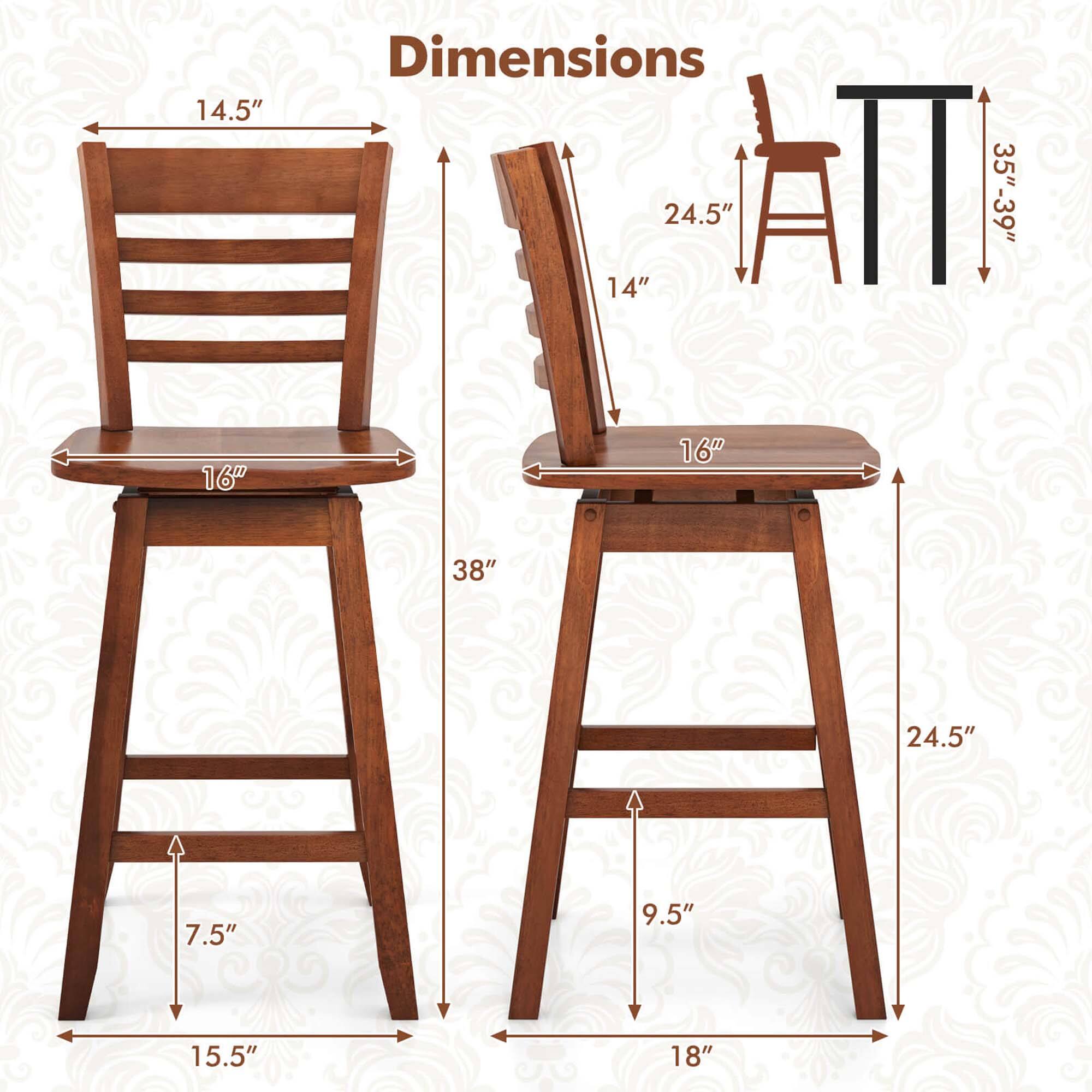 Dimensions: 14.5" 24.5" AIT 35"-39" 14" 16" 16" 38" 24.5" 7.5" 9.5" 15.5" 18".