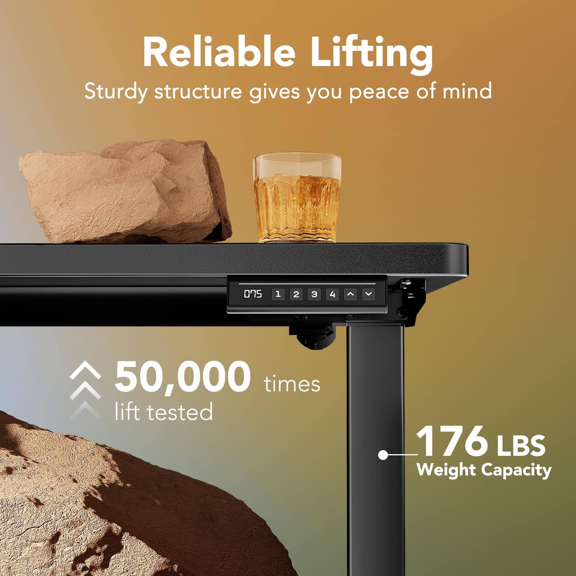 Reliable Lifting  
Sturdy structure gives you peace of mind  

50,000 times lift tested  

176 LBS Weight Capacity