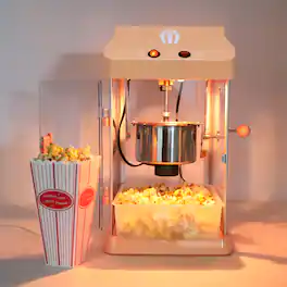 GOODSILO - Tabletop Popcorn Popper Machine with Stainless Steel Kettle and Built-in Lighting for Family Entertainment - Orange