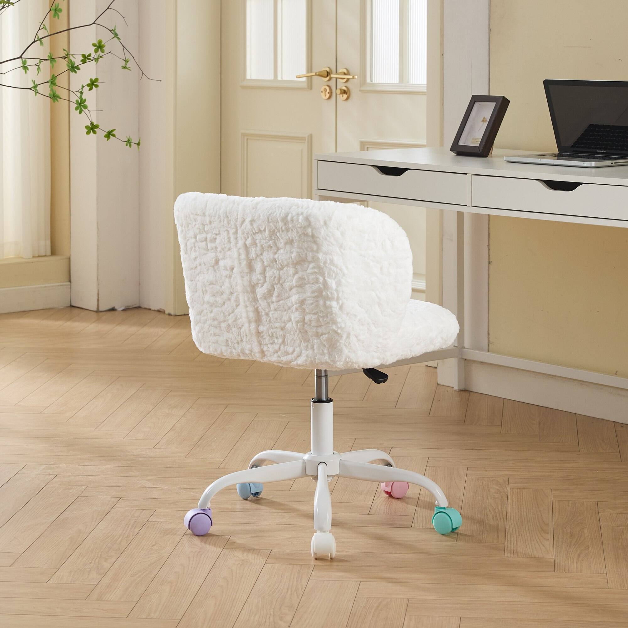 Z Edge Armless Office Desk Chair, Small Vanity Chair with Wheels, 360 ...