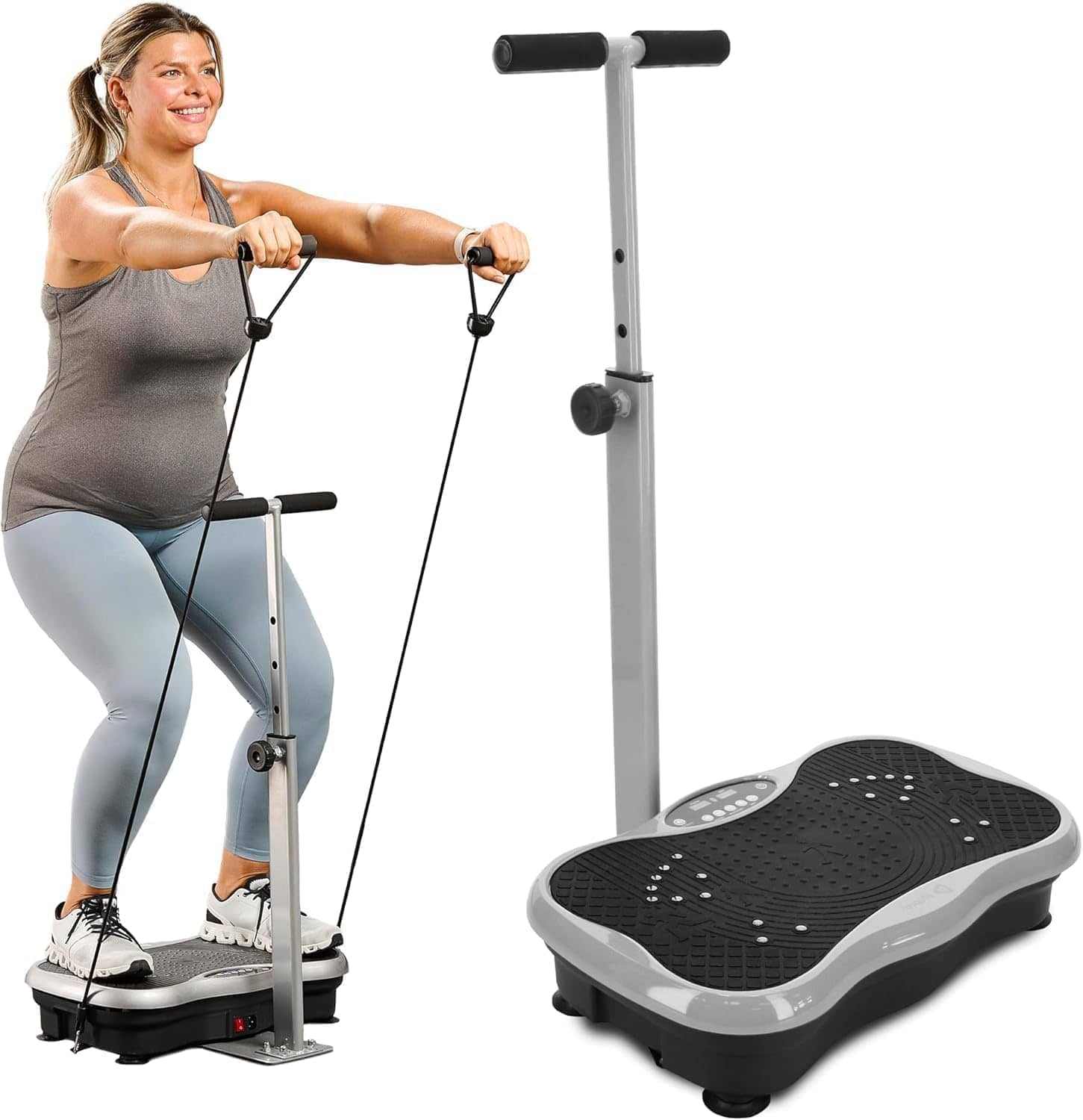 LifePro - TrimLite Vibration Plate – Whole Body Exercise Machine with Handlebars for Weight Loss & Recovery - Gray