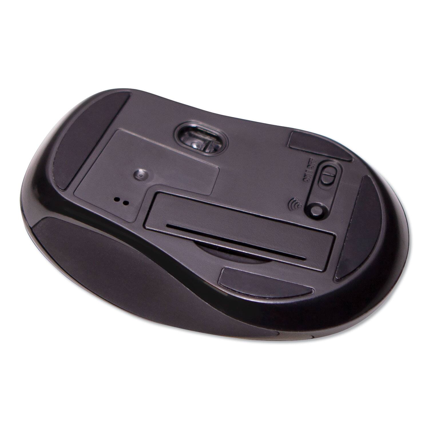 Back. Innovera - Mid-Size Wireless Optical Mouse with Micro USB 2.4 GHz Frequency/26 ft Wireless Range Right Hand Use Black - Black.