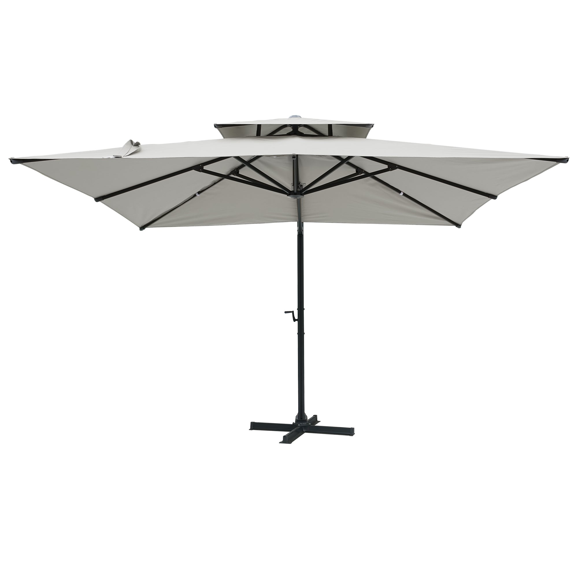 Angle. Mondawe - 10x10ft Cantilever Patio Umbrella with 360° Rotation, DIY Drape Hook - Gray.