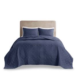 Gracie Mills - McCormick 3 Piece Reversible Bedspread Set - Navy