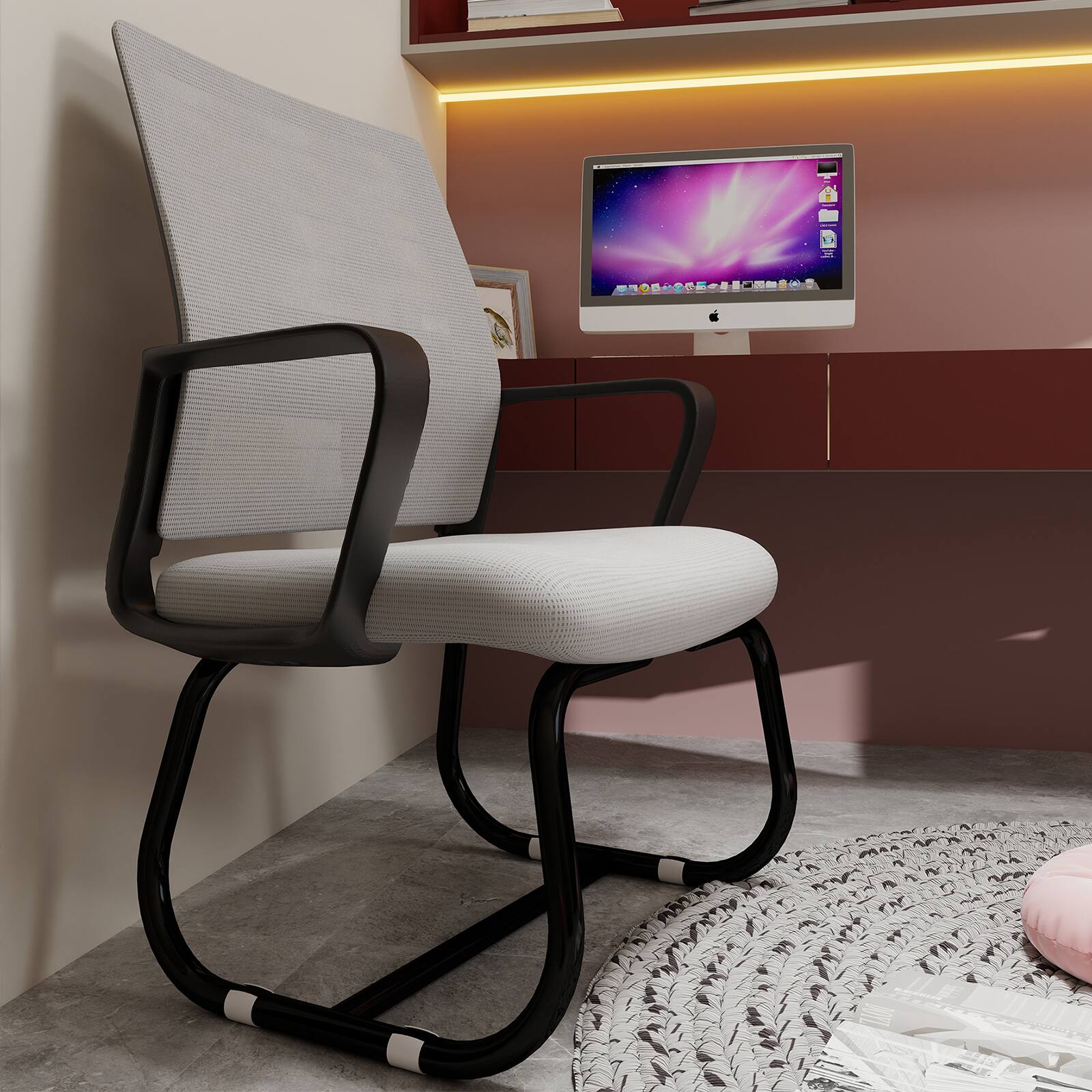 Alt View 5. GOODSILO - Minimalist Modern Office Chair - Metal Frame, Soft Cushion, Home & Office Use - Black+ Gray.