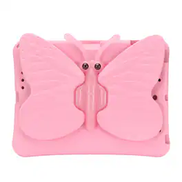 UUCOVER - Butterfly Case for iPad 9th 8th 7th Gen 10.2-inch (2021/2020/2019),Shockproof EVA Kids Case 360° Rotating Stand Cover - Pink