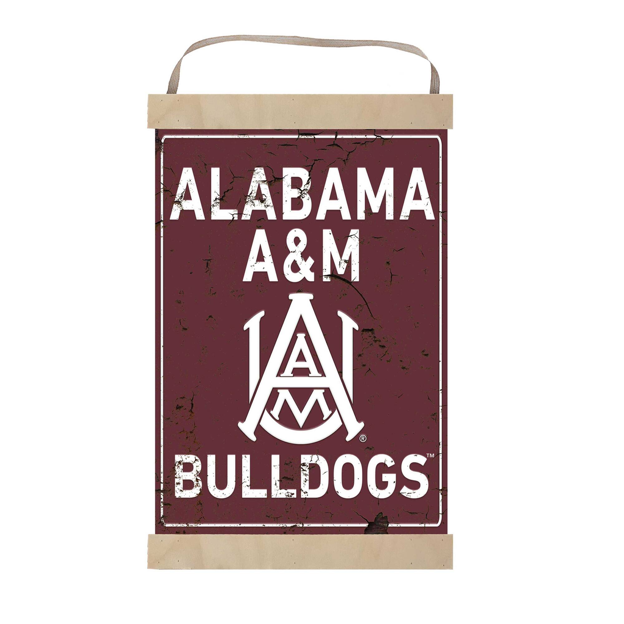 Jardine - Alabama A&M Bulldogs 12'' x 20'' Faux Rust Banner Sign - Maroon