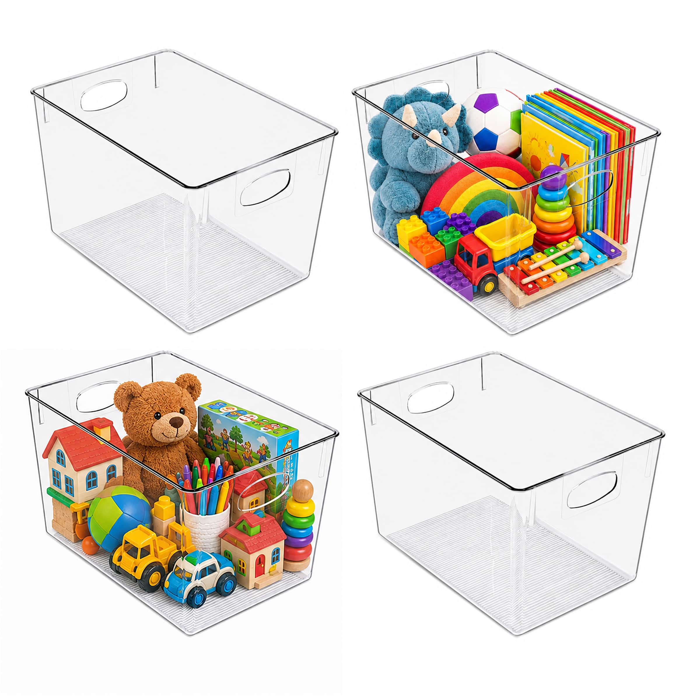 Sorbus - Storage Bins, 4 Pack Large Plastic Organizer Bins with Handles - Clear price history on PriceWatchPro