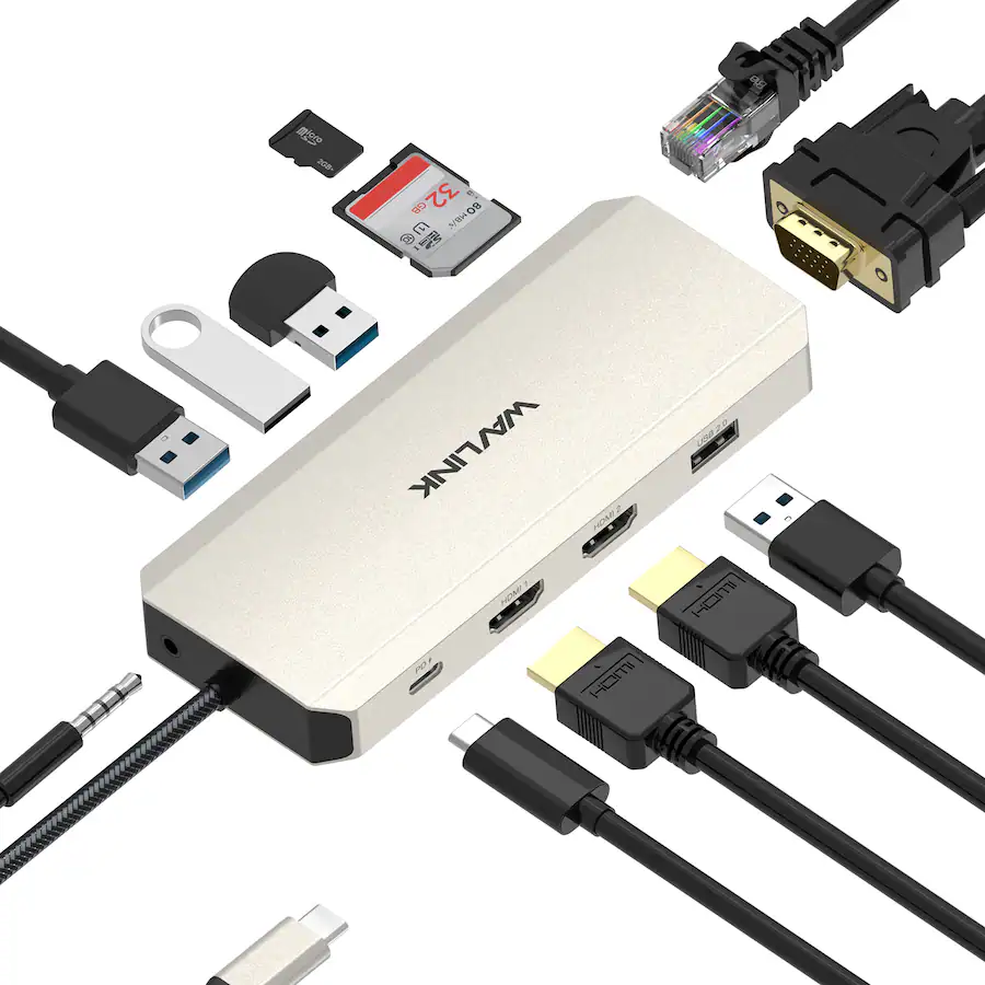 Usb Vga Rj45 Adapter Bundle WAVLINK USB C 12 in 1 Hub/ Docking Station, Triple Display Type ...
