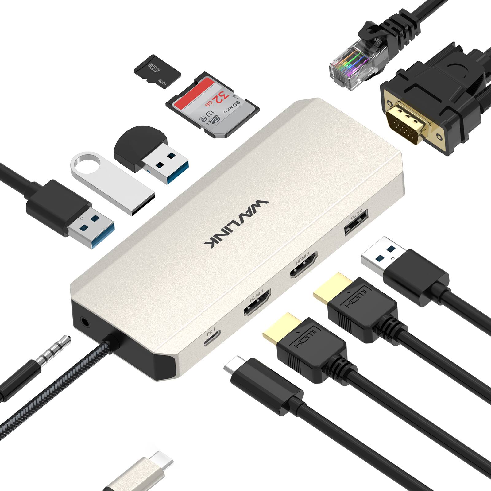 Bundle WAVLINK USB C 12 in 1 Hub/ Docking Station, Triple Display Type ...