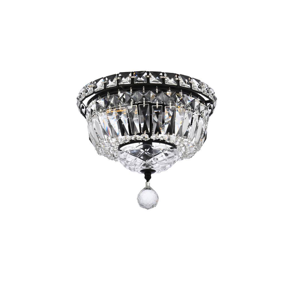 Back. Elegant Lighting - Tranquil 10 inch black flush mount - Black And Clear.