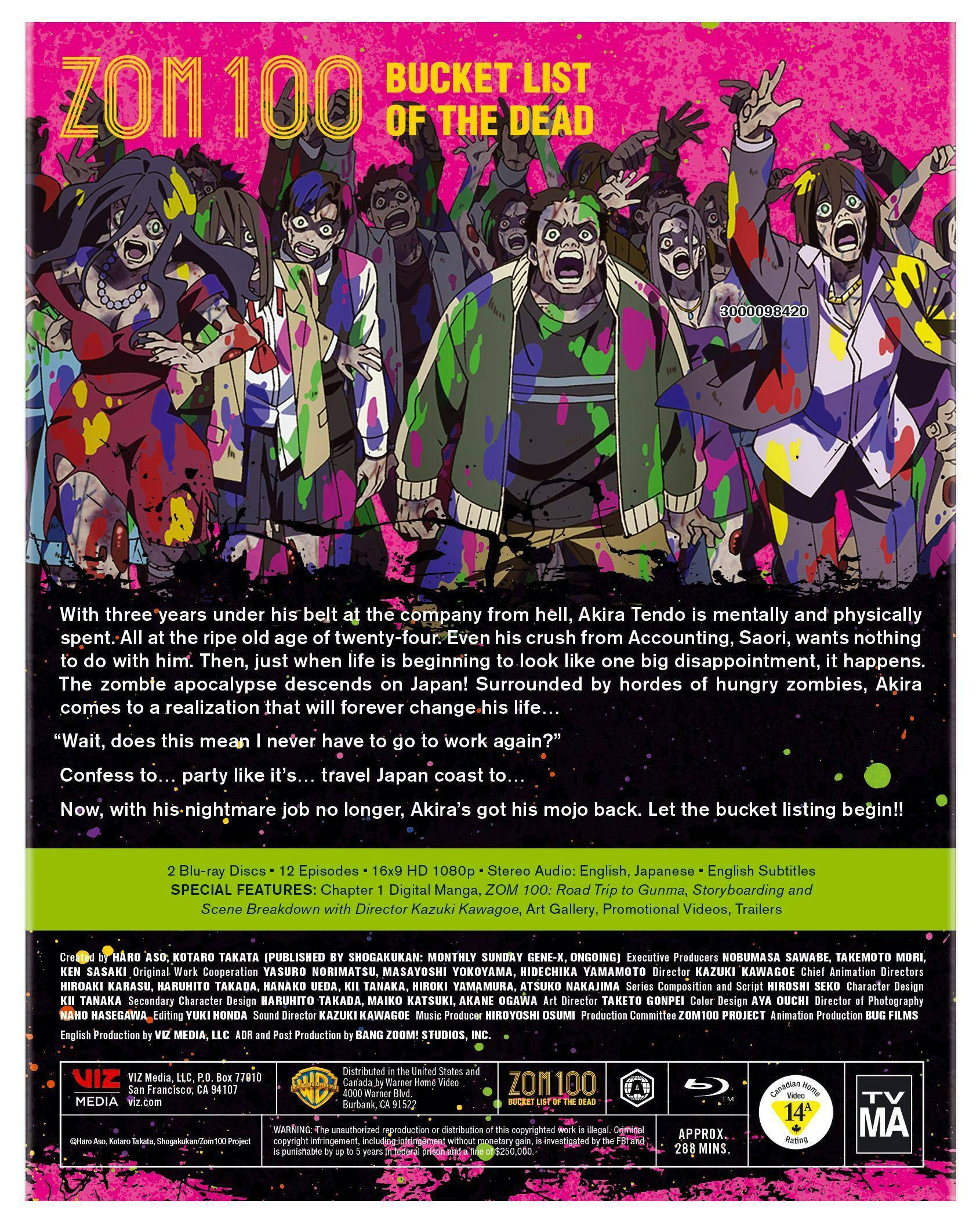 Back. Zom 100 Bucket List of the Dead: The Complete First Season Standard Edition [Blu-ray].