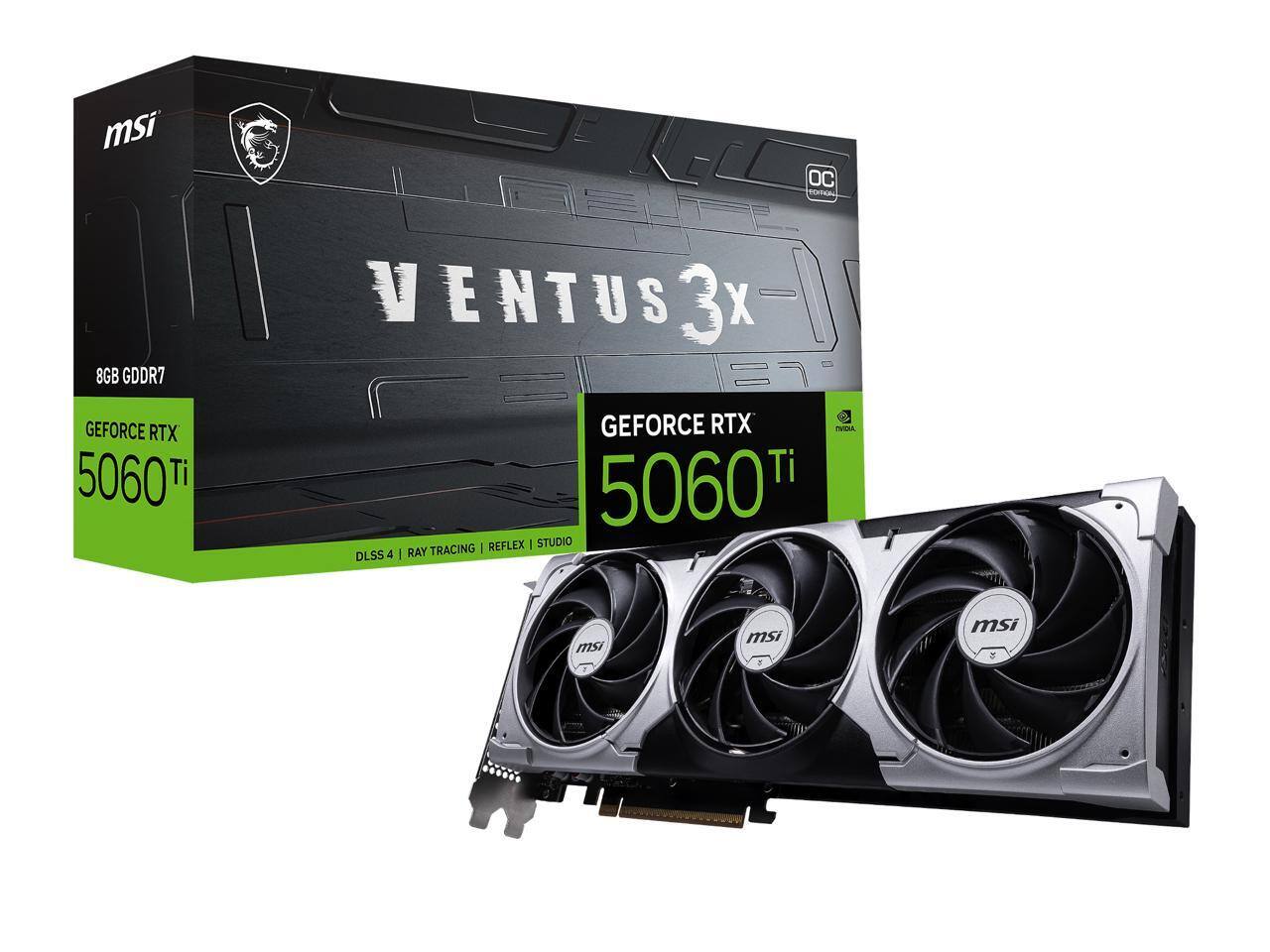 msi OC VENTUS 3x 8GB GDDR7 GEFORCE RTX 5060 Ti | REFLEX | STUDIO | DLSS 4 | RAY TRACING