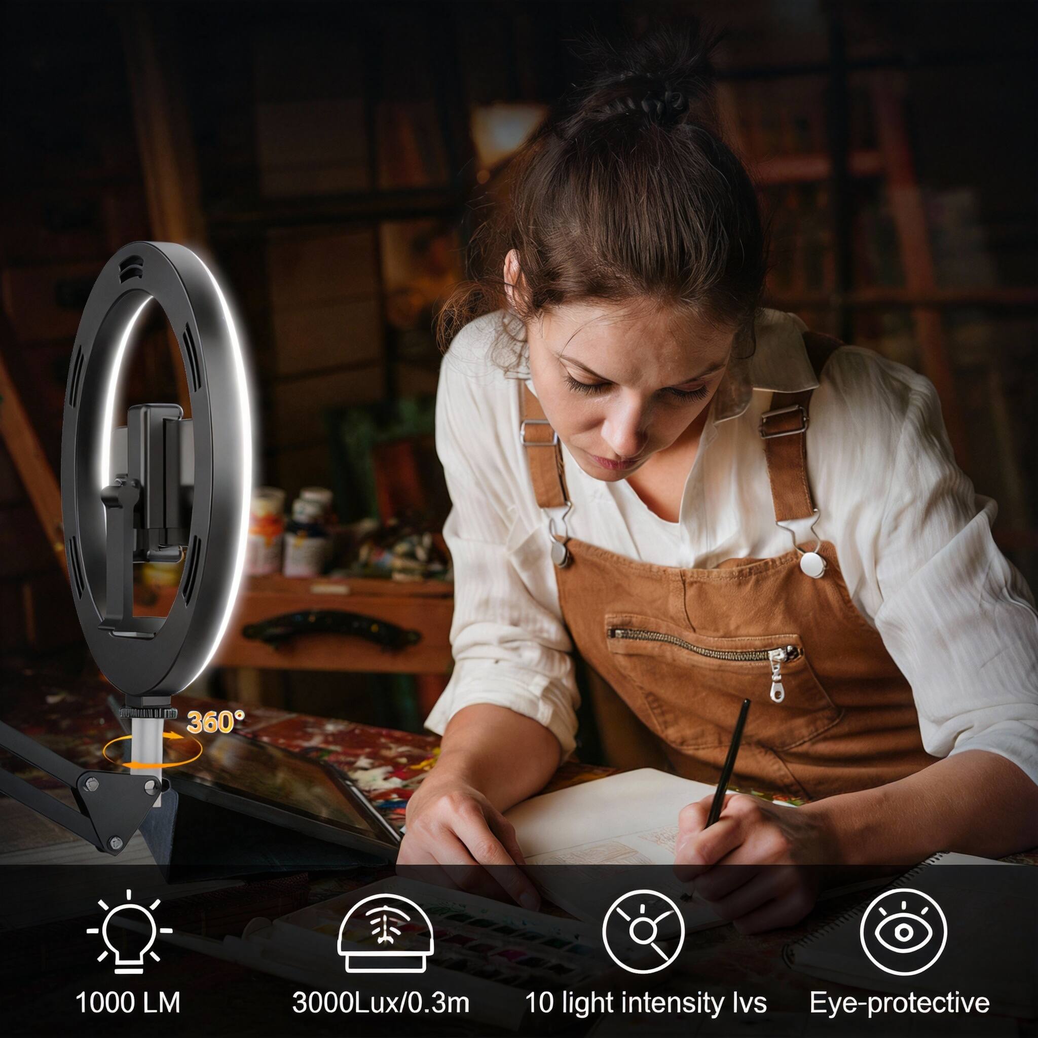 360°  
1000 LM  
3000Lux/0.3m  
10 light intensity Ivs  
Eye-protective