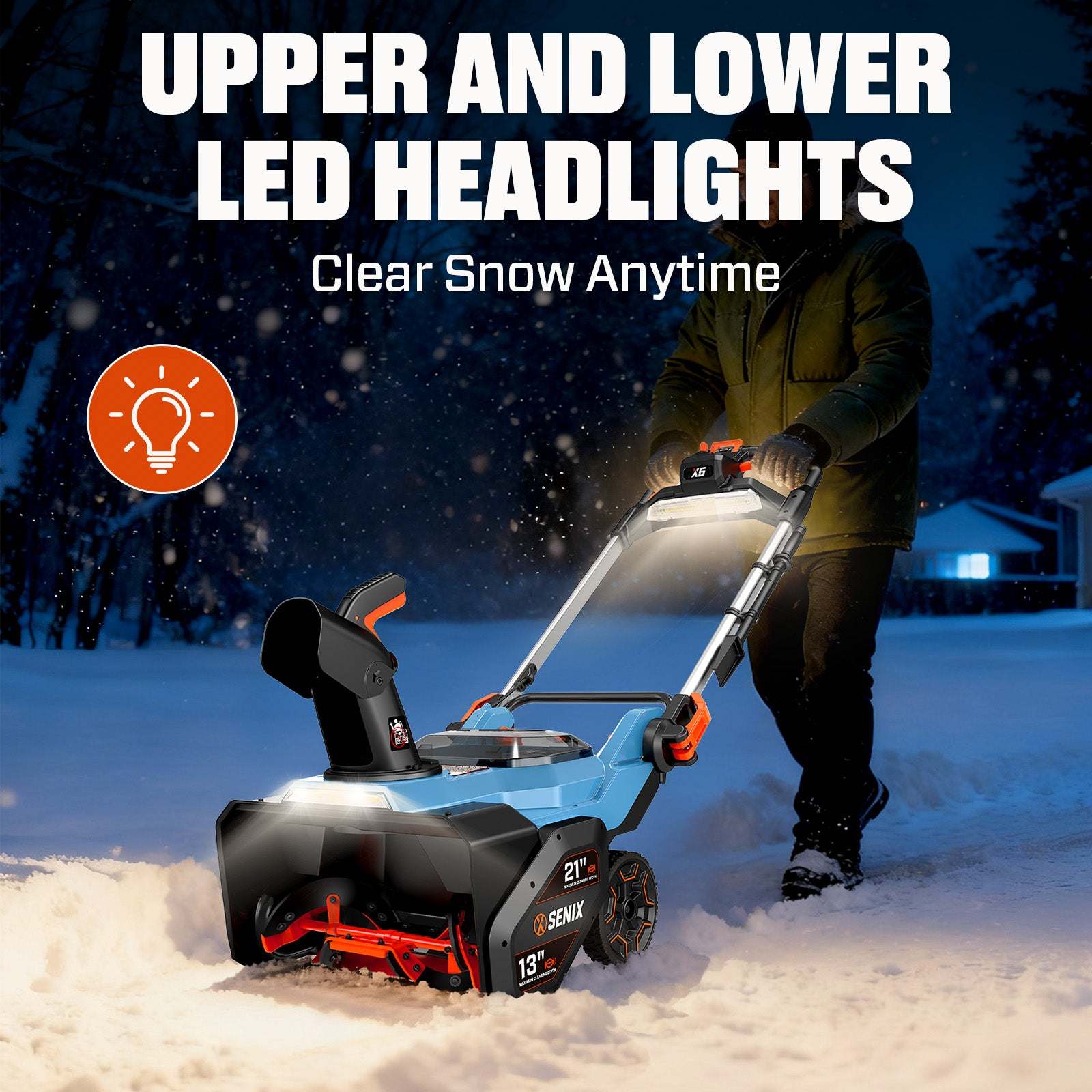 Upper and Lower LED Headlights  
Clear Snow Anytime