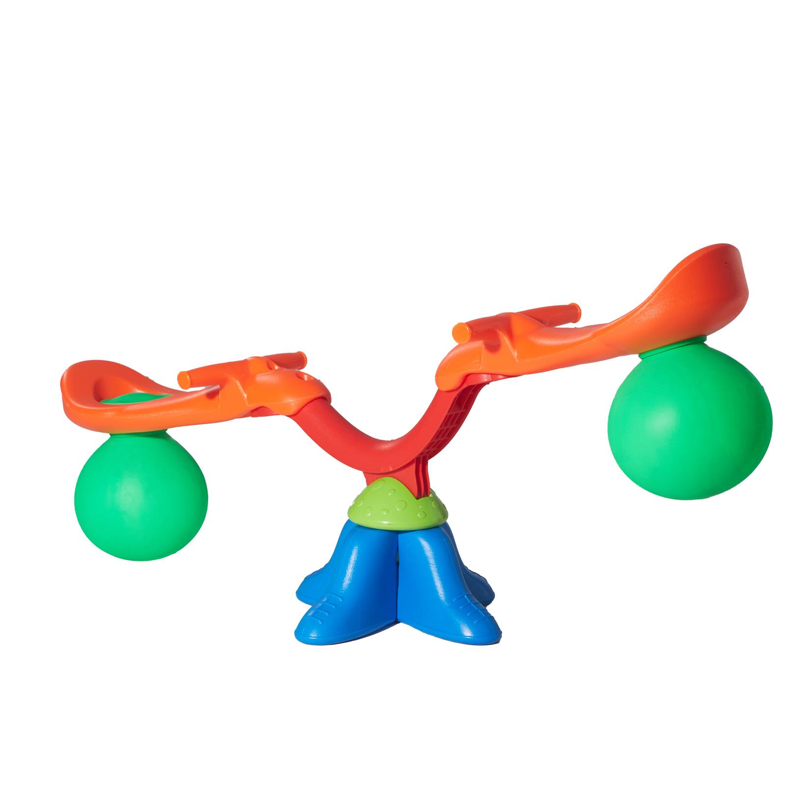 Alt View 5. VEVOR - Kids Seesaw, 55 lbs Load Capacity per Seat, Sit and Spin Teeter Totter with Handles, Kids Outdoor Playground Equipment - Blue, green, red, orange, green.