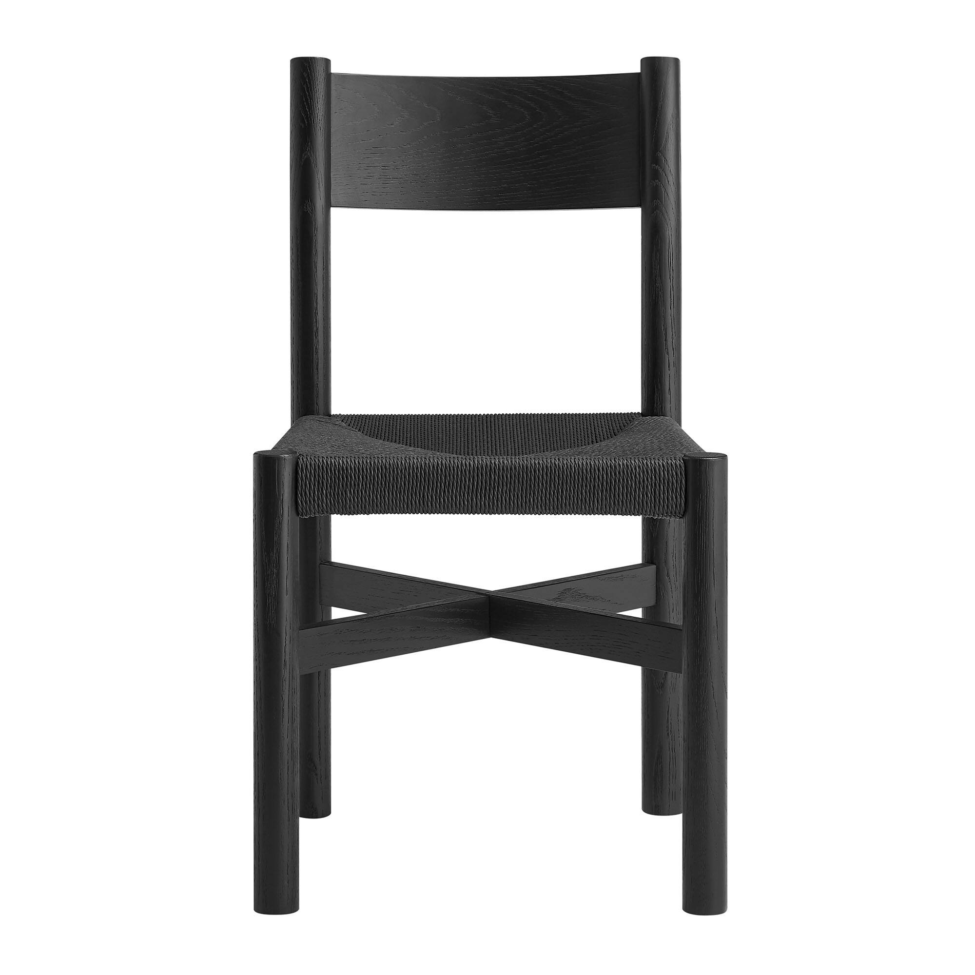 Alt View 4. Modway - Alvia Oak Wood Dining Side Chair With Woven Seat by Modway - Black.