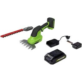 Greenworks - 24V Cordless Shear Shrubber, 1.5Ah USB (Power Bank) Battery and Charger Included SH24B1510 - Green