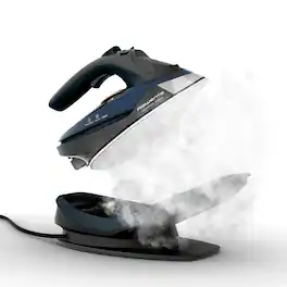 Rowenta - Freemove Force 1600W Cordless Steam Iron with Stainless Steel Soleplate, Black & Blue - Black & Trust