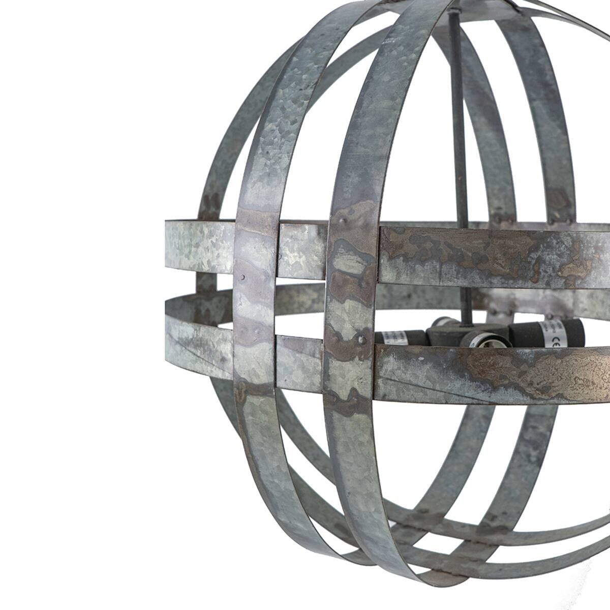 Alt View 10. Loheer - Loheer 4-Light Galvanized Steel Chandelier with Adjustable Chain, Antique Silver.