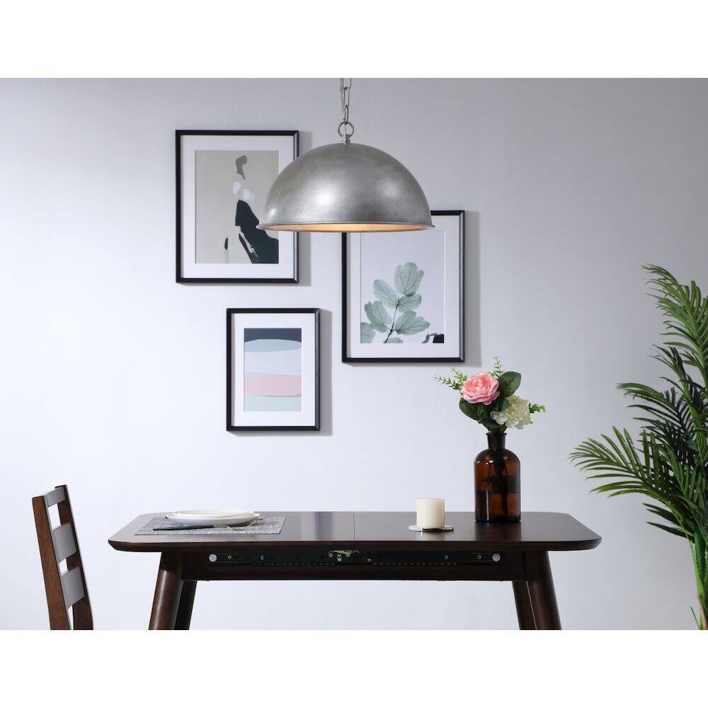 Alt View 3. Living District - Marion Collection Pendant D15 H19 Lt:1 Vintage Silver Finish - Vintage Silver.