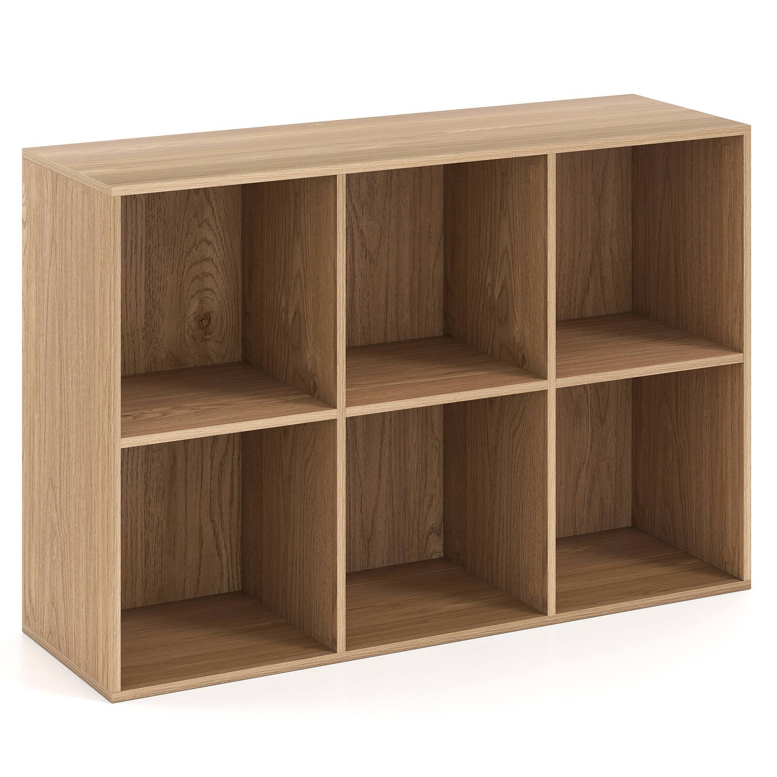 Alt View 9. Costway - Costway 6-Cube Bookcase Modern 3-Tier Storage Organizer Horizontal Vertical Bookshelf - Natural.