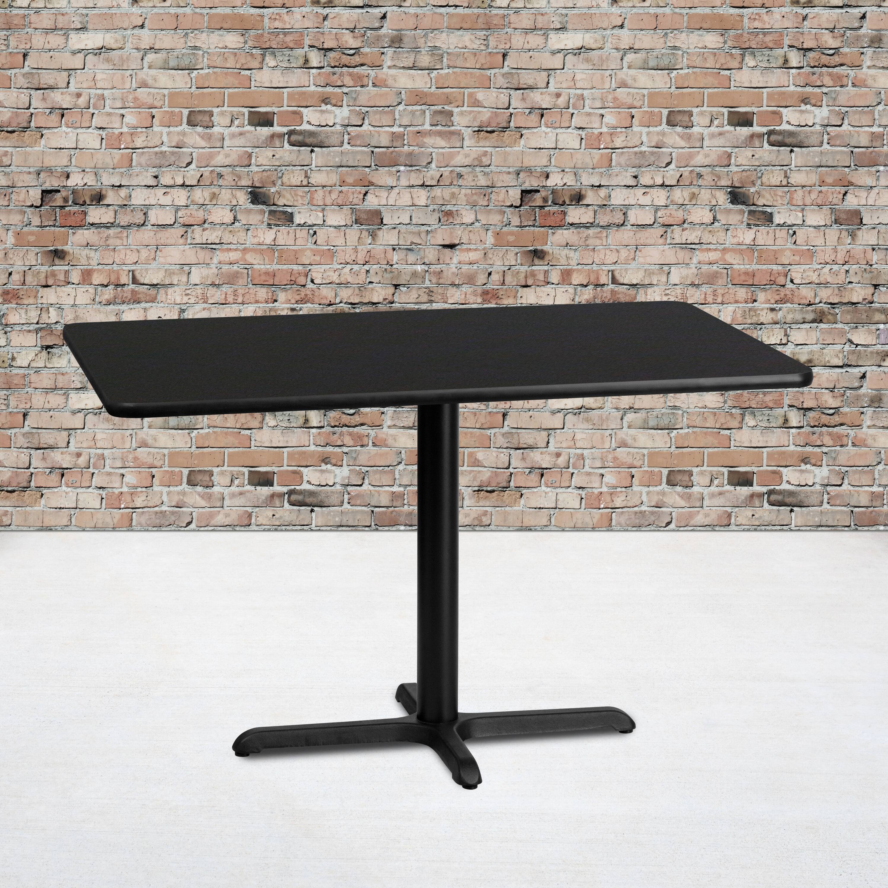 Angle. Flash Furniture - Stiles 30'' x 48'' Rectangular Black Laminate Table Top with 23.5'' x 29.5'' Table Height Base - Black.