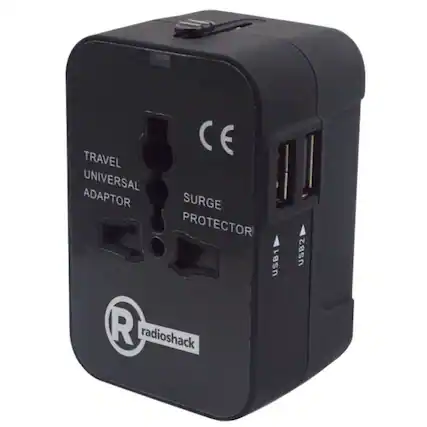 TRAVEL UNIVERSAL ADAPTOR
SURGE PROTECTOR
USB1
USB2
radioshack