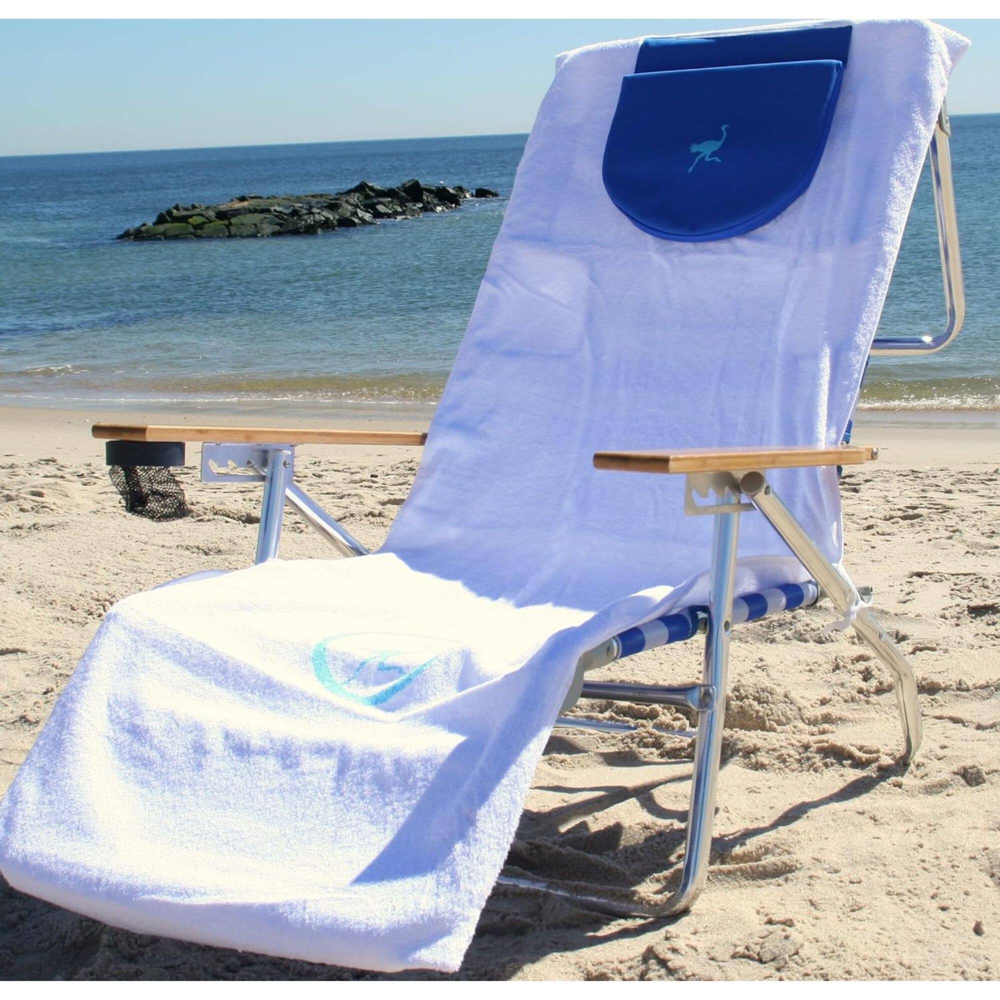 Alt View 6. Ostrich - Ostrich Custom Fitted Towel for 3N1 Outdoor Lounge Beach Chair, Towel Cover Only - white.