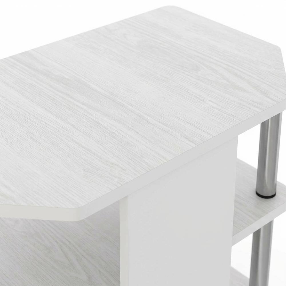 Alt View 4. FurniFact - Wooden TV stand, modern white oak, chrome accents, living room furniture - White.
