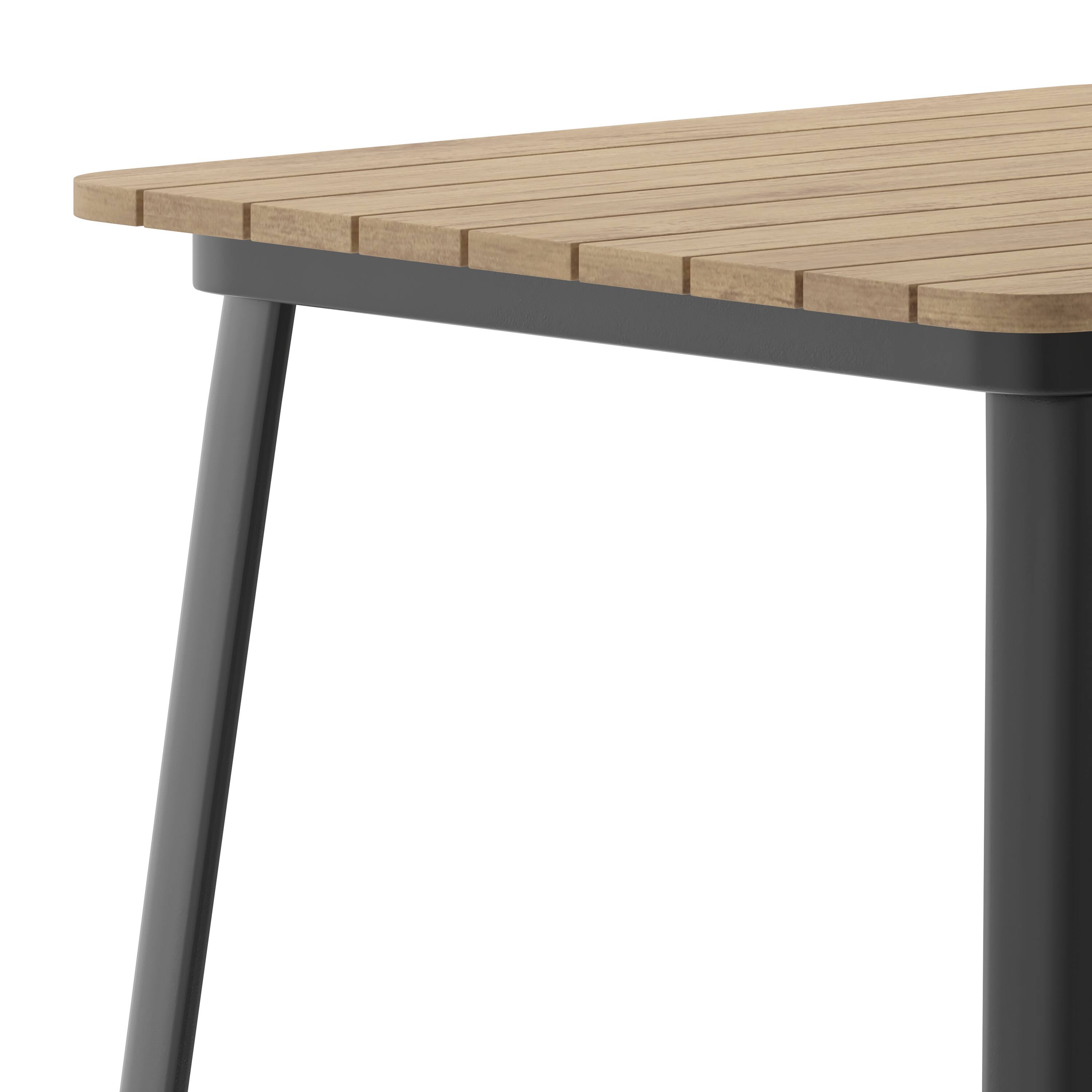 Alt View 9. Emma + Oliver - Drew Indoor/Outdoor Bar Top Table, 31.5" Square All Weather Poly Resin Top with Steel base - Brown Top/Black Frame.