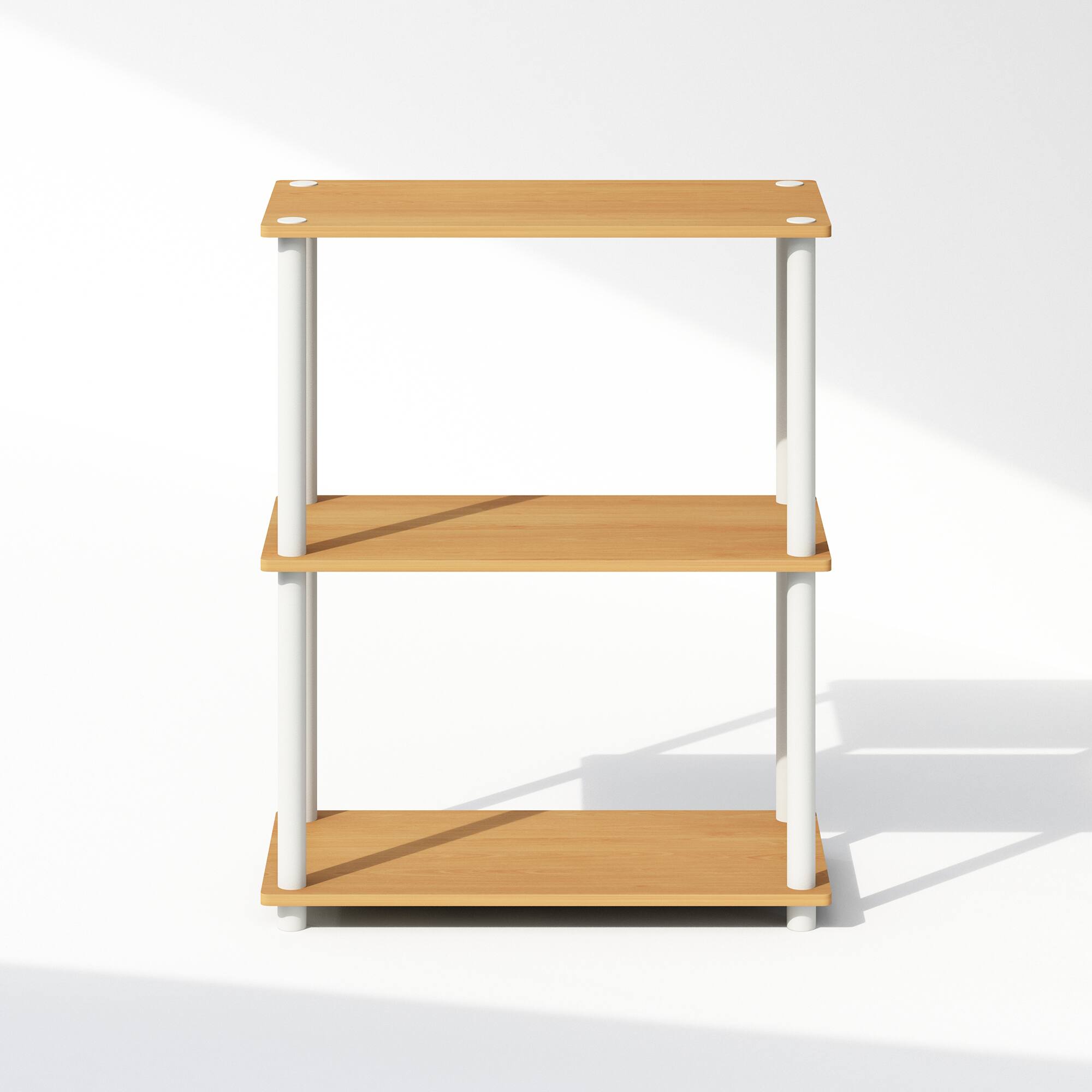 Alt View 1. Furinno - Turn-N-Tube 3-Tier Multipurpose Compact Display Rack, Shelving Unit, Bookcase - Beech/White.