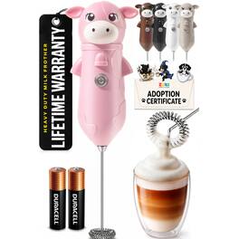 Zulay Kitchen - Zuki Cow Frother with Fun Stickers Included - Pink