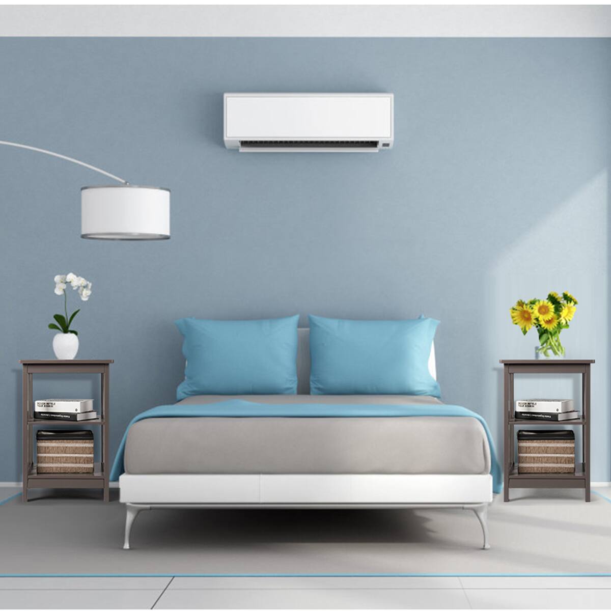 Alt View 1. Costway - Costway 2 PC 3-tier Side Table Nightstand End Table W/ Baffles & Round Corners - Brown.