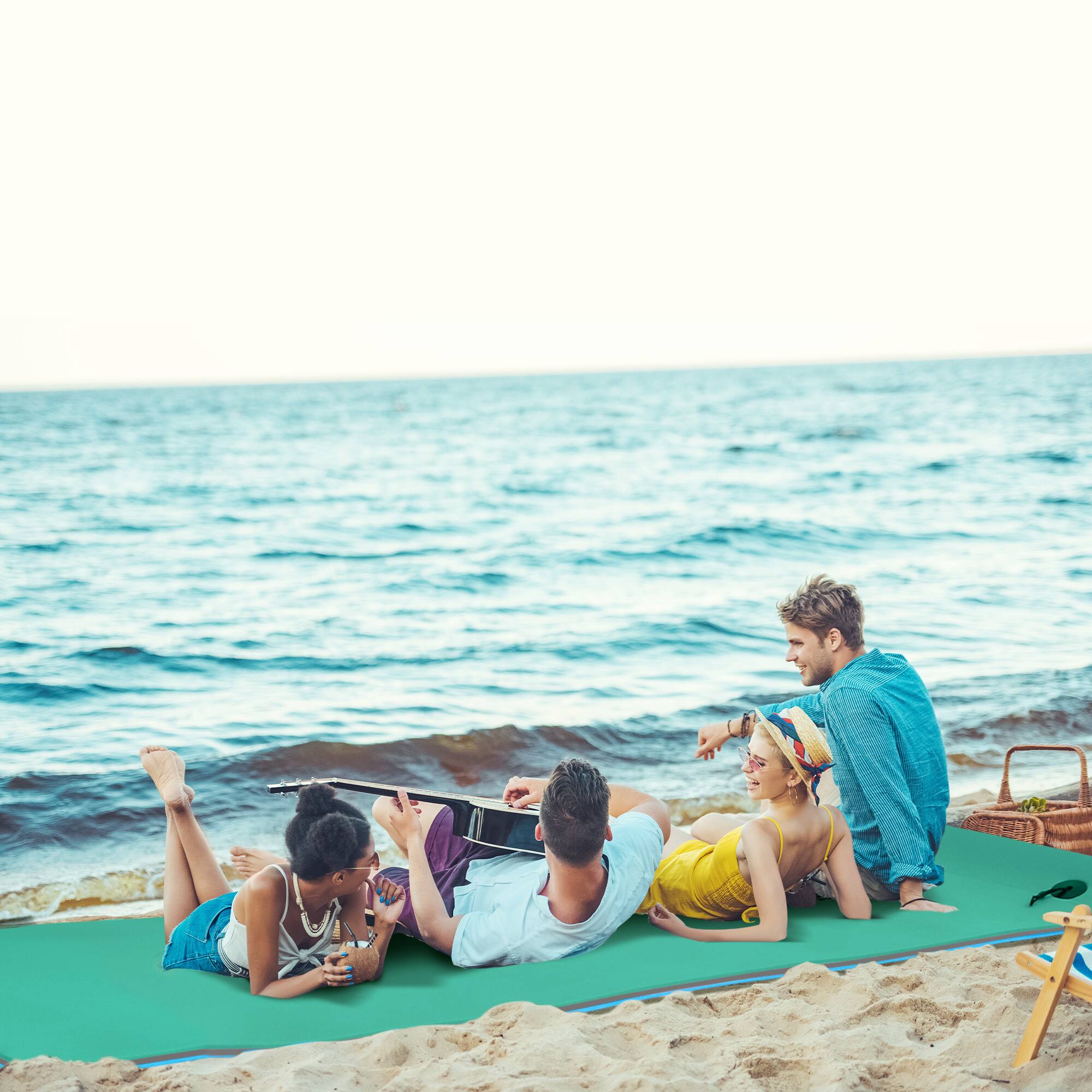 Alt View 1. Soozier - 12.5' x 5' Floating Mat with Drink Holders 3-Layer Lily Pad.