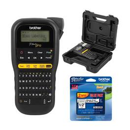 Brother - PTH111 P-Touch Pro Label Maker Bundle with Laminated Tapes and Case