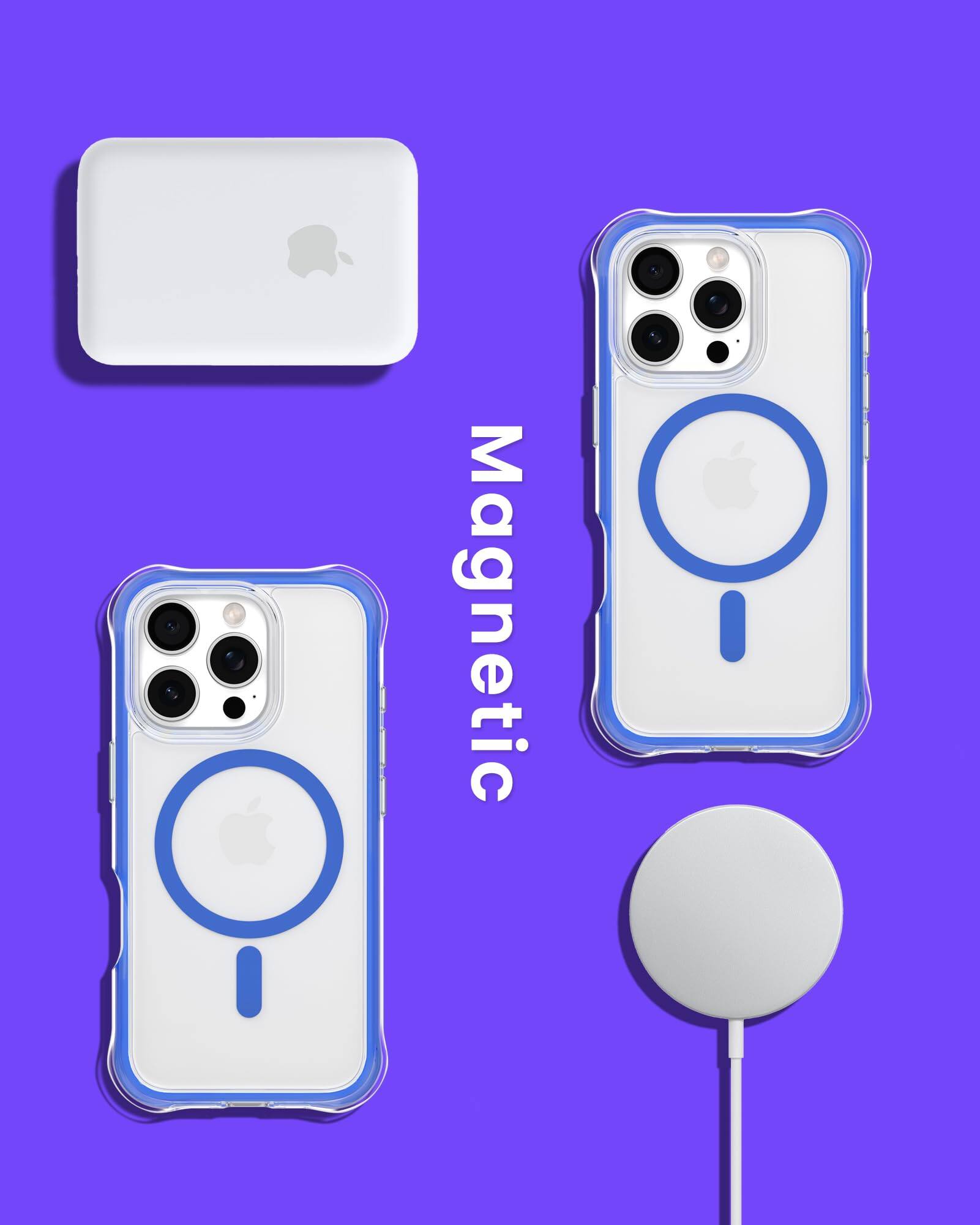 Alt View 6. Ornarto - ORNARTO Air Case for iPhone 16 Pro Clear, Compatible with MagSafe, Military-Grade Drop Protection Cover-Blue - Blue.