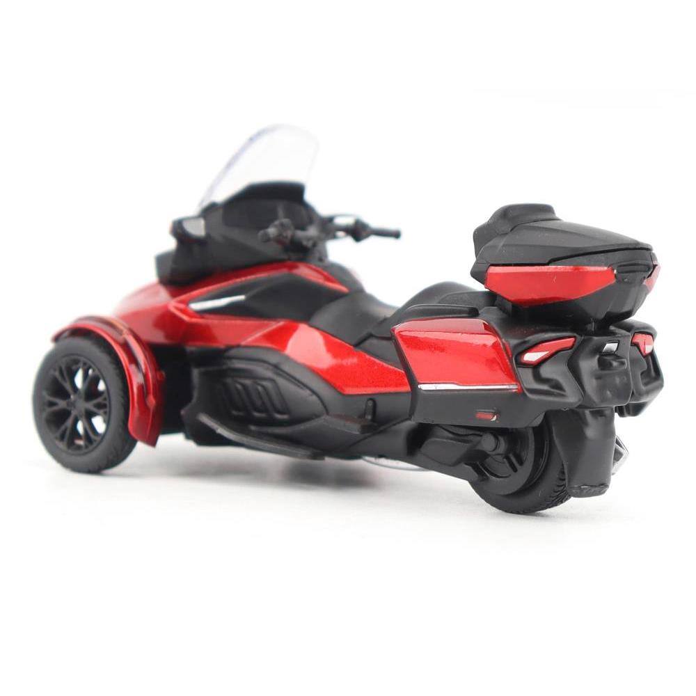 Left. BRP Models - Can-Am Spyder RT Limited 3-Wheel Motorcycle Deep Marsala Red Metallic with Driver Figure 1/32 - Multi.