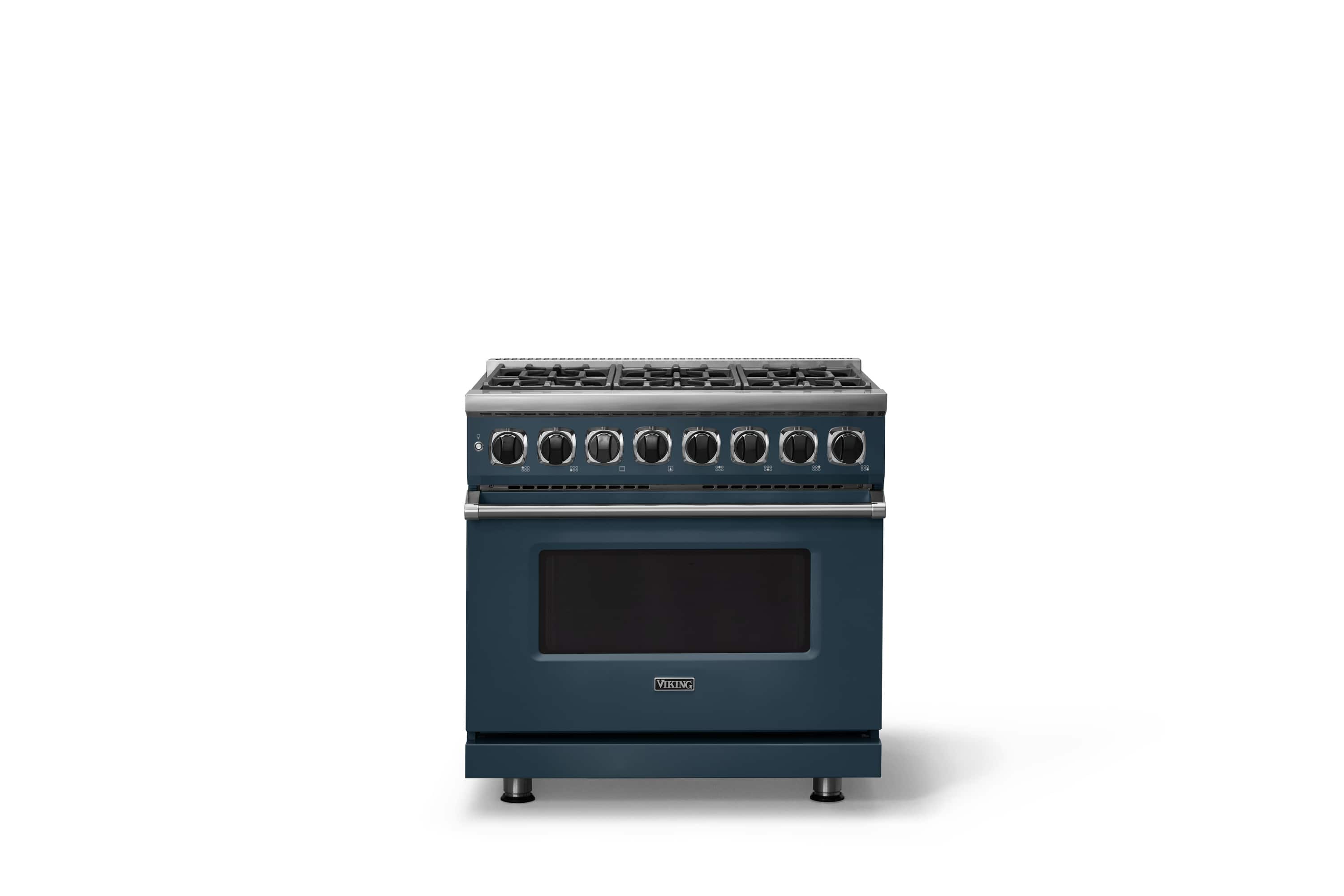 Front. Viking - 36 in. Wide 6 Burner Dual Fuel Sealed Burner Range - Squall.