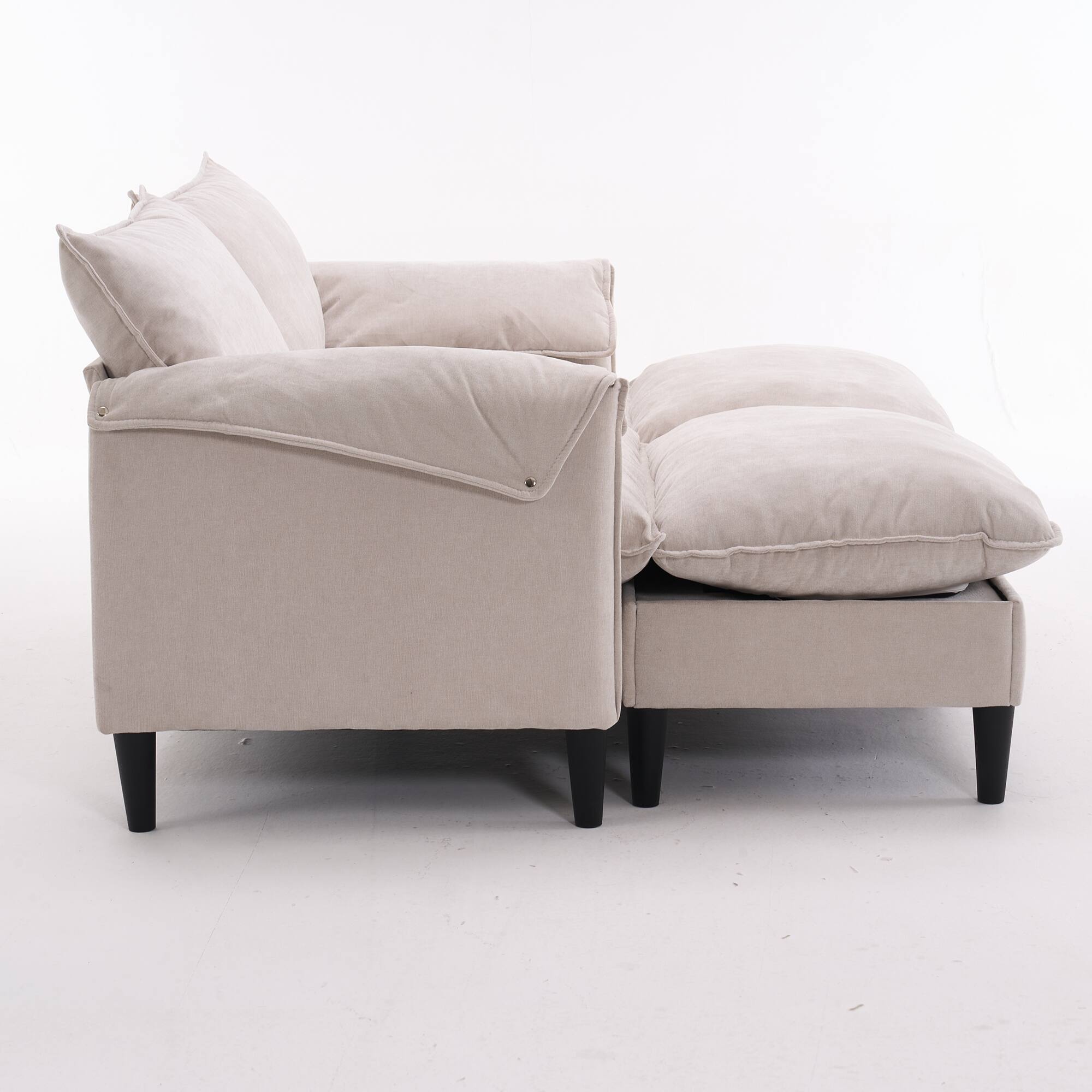 Alt View 8. Tiramisubest - Convertible U-Shaped Sofa with Storage Footstools,2-Seater Combination Sofa for Living Room/Bedroom/Office,Beige - Beige.