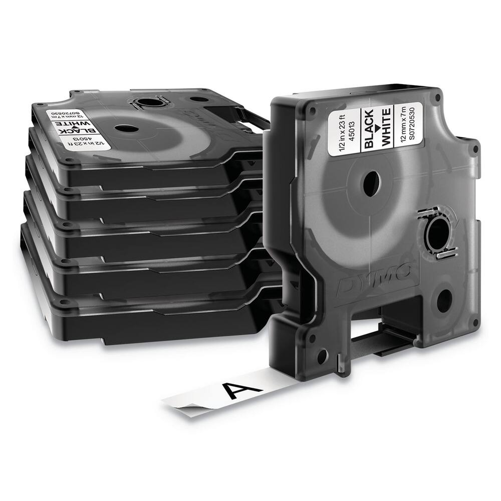 DYMO - 2025517 D1 0.5 in. x 23 ft. Standard Labels - Black Print on Tape (6/Pack) - White