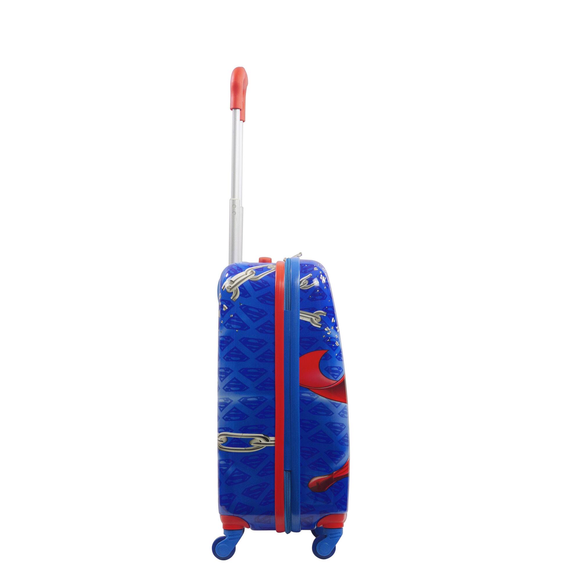 Left. Ful - WB Superman kids 20.5" Hard side spinner carry-on luggage - BLUE.