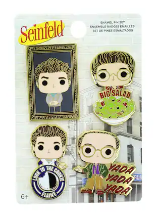 Seinfeld
ENAMEL PIN SET
ENSEMBLE BADGES ÉMAILLES
SET DE PINES ESMALTADOS
BIG SALAD
LOOK TO THE COOKIE
ELAINE
YADA YADA YADA
6+