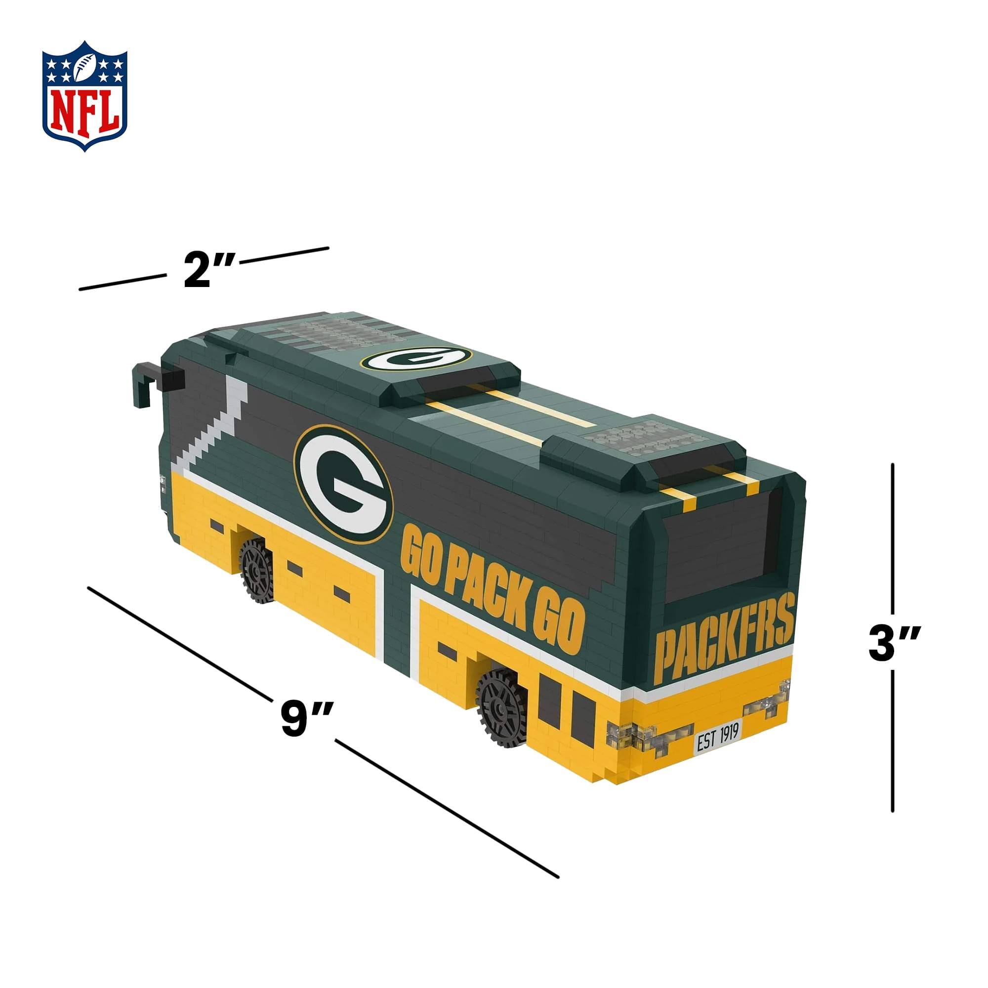 NFL  
2"  
GO PACK GO PACKERS  
3"  
9"  
EST 1919