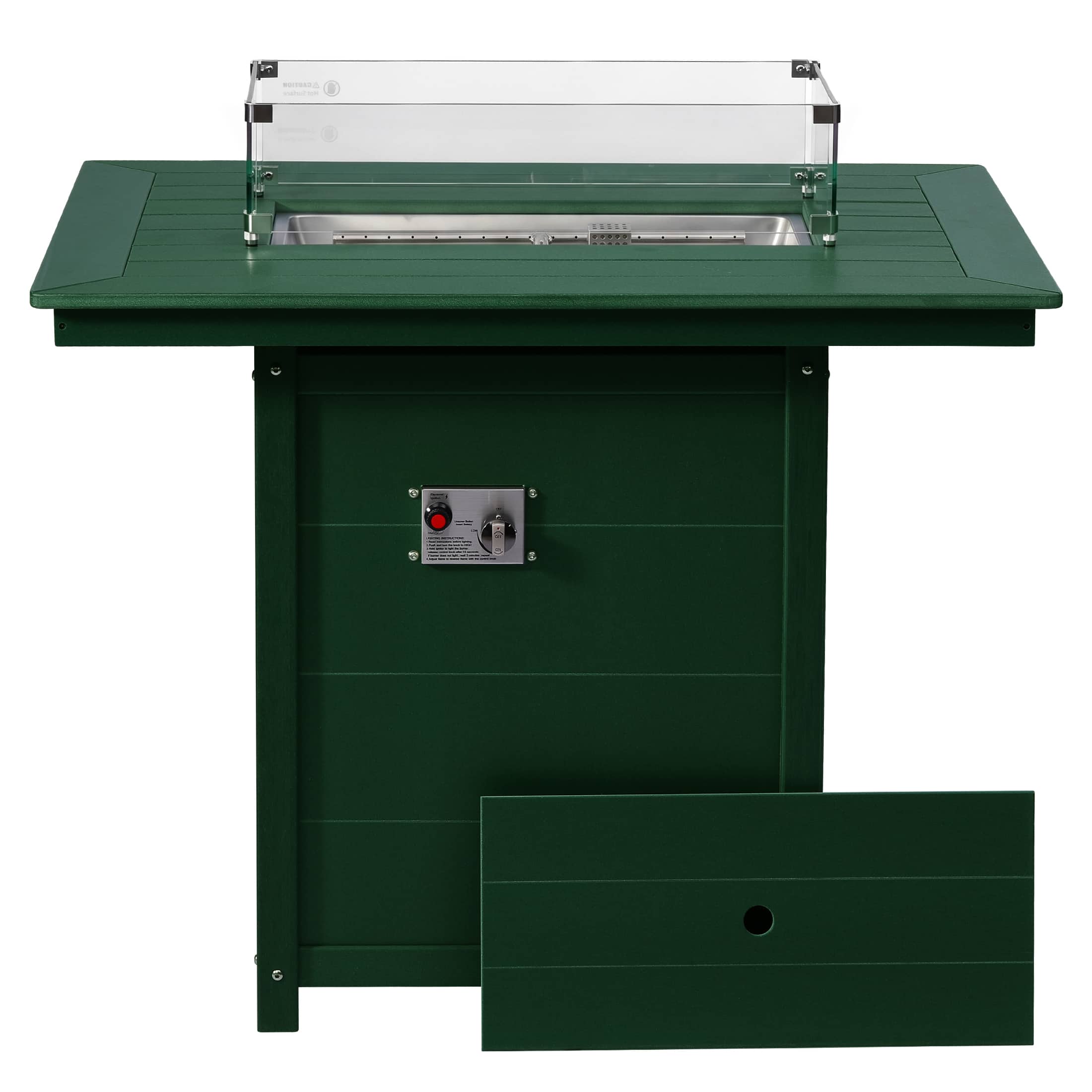 WestinTrends - Helios 46" Modern Outdoor Patio Gas Propane Rectangle Fire Pit Table - Dark Green